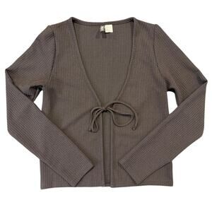 Divided by H&M Black Ribbed Tie Front Cardigan Women's Size Small
